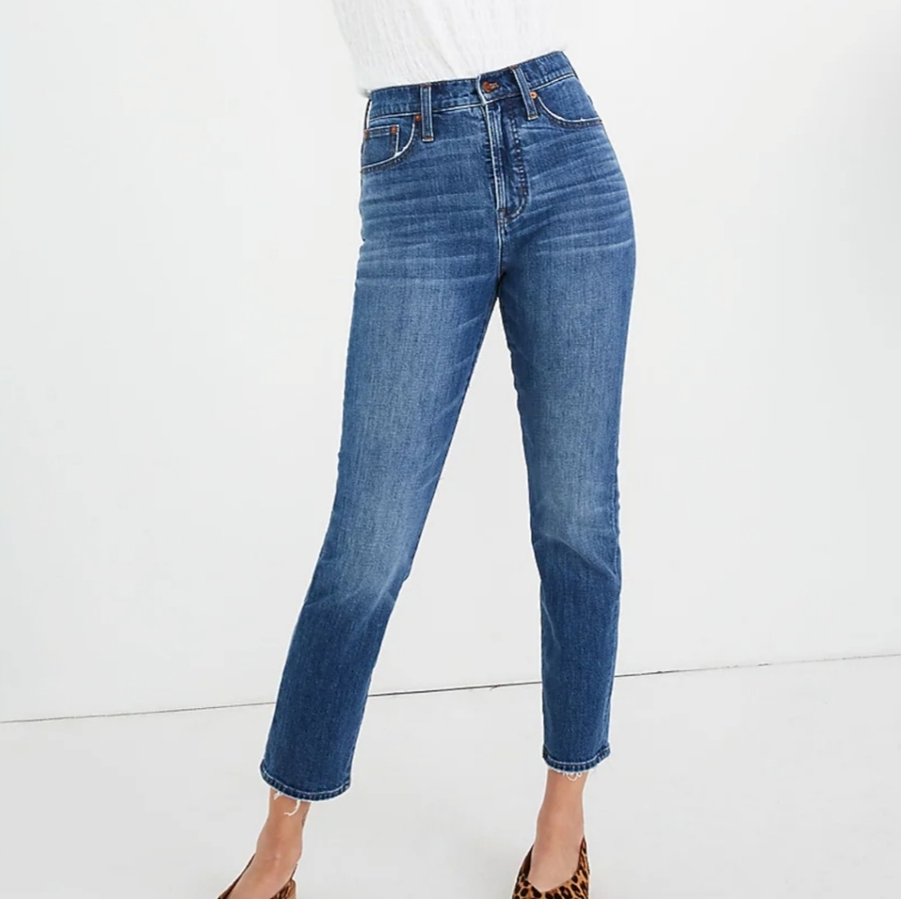 Madewell The Perfect Vintage Crop Jean blue jeans size 24 high rise tapered leg